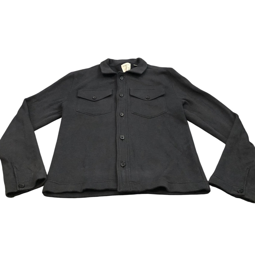 Billy Reid Shirt Jacket Mens L Gray Cotton Knit Ribbed Button Up Chore Coat